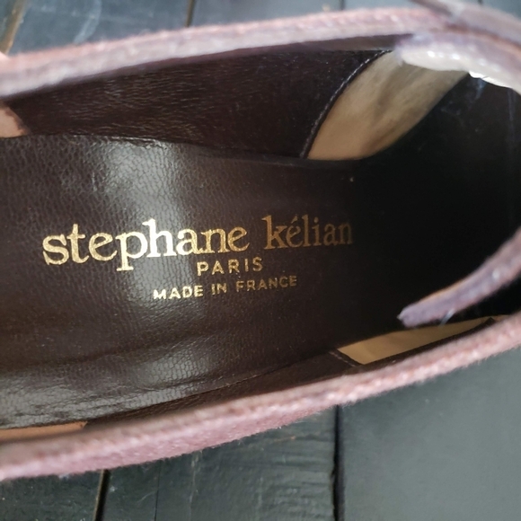 Stephane Kelian Paris Heeled Shoes Burgundy Red Women's 8 Canvas Lace Up Oxford - Picture 6 of 11